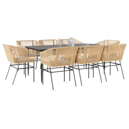 Woonisher 9-TLG. Garten-Essgruppe mit Kissen Braun Poly Rattan Glas Rattan gartenmöbel Set Woonisher 9-TLG. Garten-Essgruppe mit Kissen Braun Poly Rattan Glas Rattan gartenmöbel Set von Woonisher