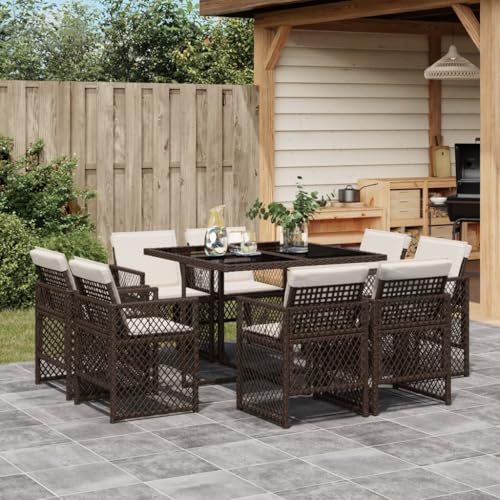 Woonisher 9-TLG. Garten-Essgruppe mit Kissen Braun Poly Rattan Rattan gartenmöbel Set Woonisher 9-TLG. Garten-Essgruppe mit Kissen Braun Poly Rattan Rattan gartenmöbel Set von Woonisher