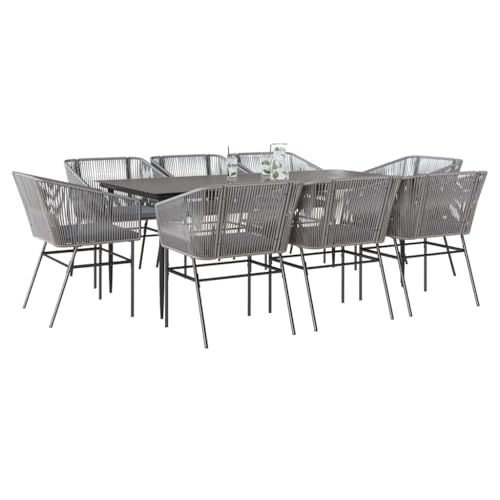 Woonisher 9-TLG. Garten-Essgruppe mit Kissen Grau Poly Rattan Glas Rattan gartenmöbel Set Woonisher 9-TLG. Garten-Essgruppe mit Kissen Grau Poly Rattan Glas Rattan gartenmöbel Set von Woonisher