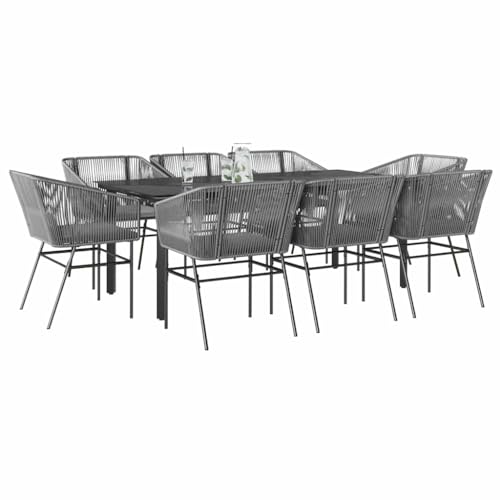 Woonisher 9-TLG. Garten-Essgruppe mit Kissen Grau Poly Rattan Glas Rattan gartenmöbel Set Woonisher 9-TLG. Garten-Essgruppe mit Kissen Grau Poly Rattan Glas Rattan gartenmöbel Set von Woonisher