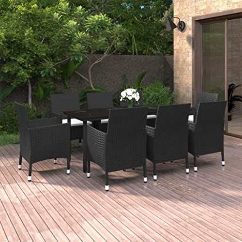 Woonisher 9-TLG. Garten-Essgruppe mit Kissen Poly Rattan und Glas Rattan gartenmöbel Set Woonisher 9-TLG. Garten-Essgruppe mit Kissen Poly Rattan und Glas Rattan gartenmöbel Set von Woonisher