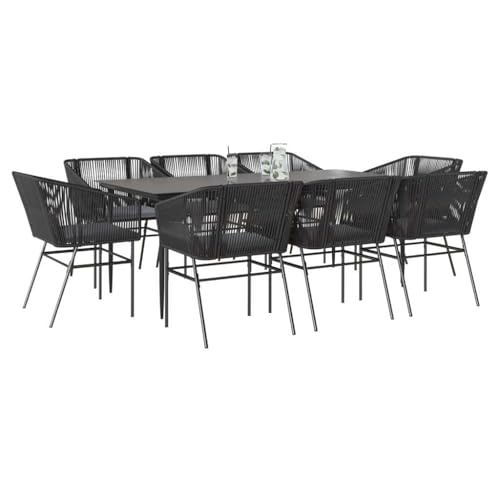Woonisher 9-TLG. Garten-Essgruppe mit Kissen Schwarz Poly Rattan Glas Rattan gartenmöbel Set Woonisher 9-TLG. Garten-Essgruppe mit Kissen Schwarz Poly Rattan Glas Rattan gartenmöbel Set von Woonisher