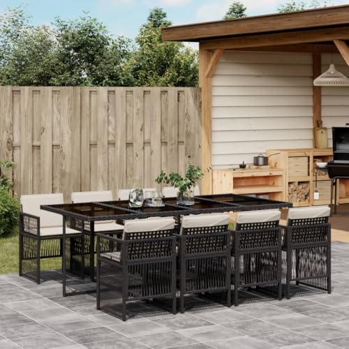 Woonisher 9-TLG. Garten-Essgruppe mit Kissen Schwarz Poly Rattan Rattan gartenmöbel Set Woonisher 9-TLG. Garten-Essgruppe mit Kissen Schwarz Poly Rattan Rattan gartenmöbel Set von Woonisher