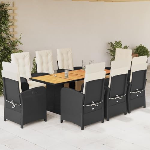 Woonisher 9-TLG. Garten-Essgruppe mit Kissen Schwarz Poly Rattan Rattan gartenmöbel Set Woonisher 9-TLG. Garten-Essgruppe mit Kissen Schwarz Poly Rattan Rattan gartenmöbel Set von Woonisher