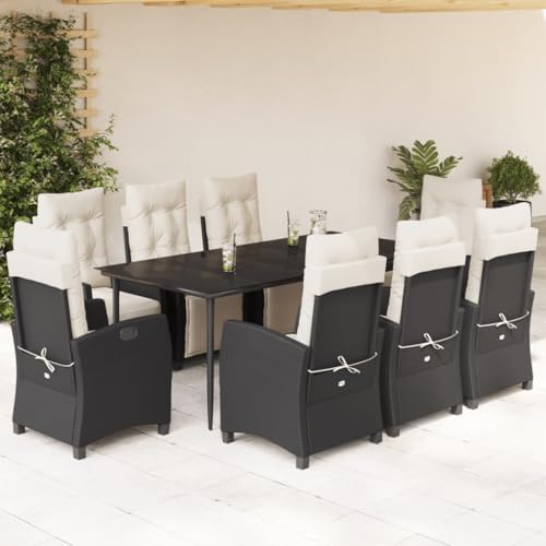 Woonisher 9-TLG. Garten-Essgruppe mit Kissen Schwarz Poly Rattan Rattan gartenmöbel Set Woonisher 9-TLG. Garten-Essgruppe mit Kissen Schwarz Poly Rattan Rattan gartenmöbel Set von Woonisher