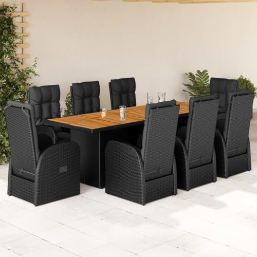 Woonisher 9-TLG. Garten-Essgruppe mit Kissen Schwarz Poly Rattan Rattan gartenmöbel Set Woonisher 9-TLG. Garten-Essgruppe mit Kissen Schwarz Poly Rattan Rattan gartenmöbel Set von Woonisher