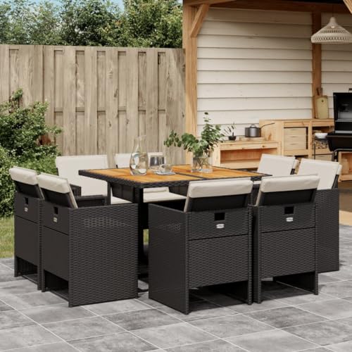 Woonisher 9-TLG. Garten-Essgruppe mit Kissen Schwarz Poly Rattan Rattan gartenmöbel Set Woonisher 9-TLG. Garten-Essgruppe mit Kissen Schwarz Poly Rattan Rattan gartenmöbel Set von Woonisher