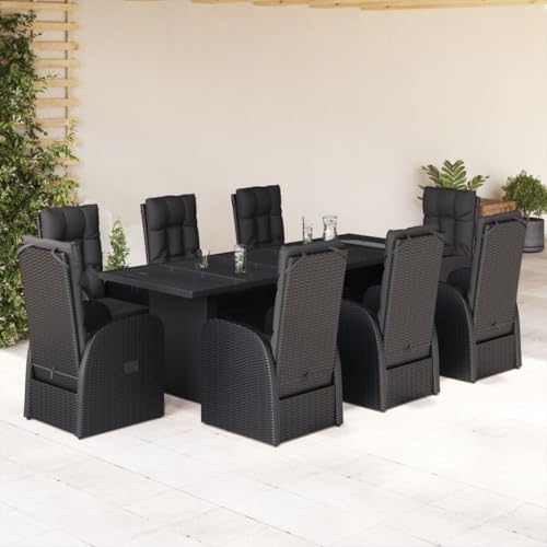 Woonisher 9-TLG. Garten-Essgruppe mit Kissen Schwarz Poly Rattan Rattan gartenmöbel Set Woonisher 9-TLG. Garten-Essgruppe mit Kissen Schwarz Poly Rattan Rattan gartenmöbel Set von Woonisher