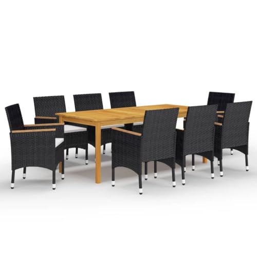 Woonisher 9-TLG. Garten-Essgruppe mit Kissen Schwarz Rattan gartenmöbel Set Woonisher 9-TLG. Garten-Essgruppe mit Kissen Schwarz Rattan gartenmöbel Set von Woonisher