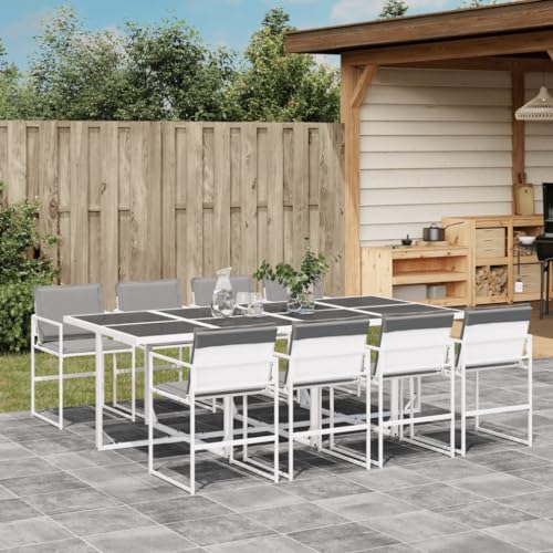 Woonisher 9-TLG. Garten-Essgruppe mit Kissen Weiß Rattan gartenmöbel Set von Woonisher