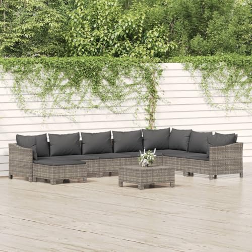 Woonisher 9-TLG. Garten-Lounge-Set mit Kissen Grau Poly Rattan Rattan gartenmöbel Set Woonisher 9-TLG. Garten-Lounge-Set mit Kissen Grau Poly Rattan Rattan gartenmöbel Set von Woonisher