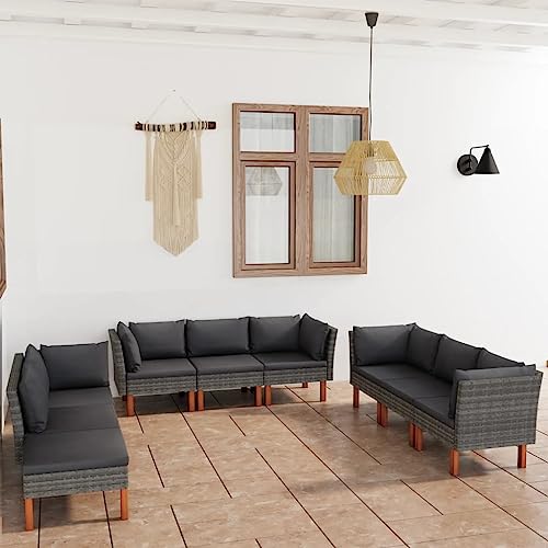 Woonisher 9-TLG. Garten-Lounge-Set mit Kissen Poly Rattan Grau Rattan gartenmöbel Set Woonisher 9-TLG. Garten-Lounge-Set mit Kissen Poly Rattan Grau Rattan gartenmöbel Set von Woonisher