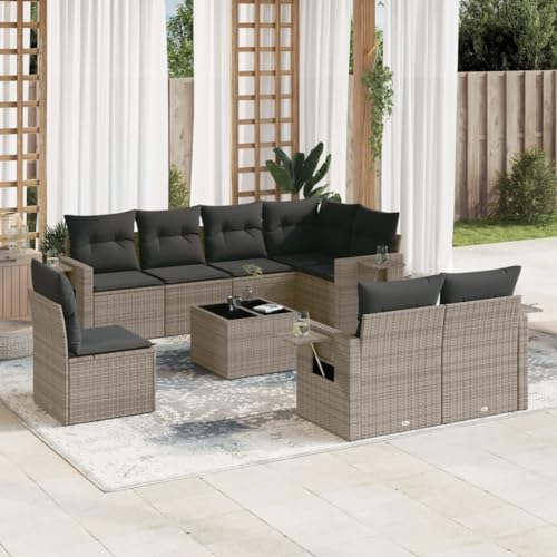 Woonisher 9-TLG. Garten-Sofagarnitur mit Kissen Grau Poly Rattan Rattan gartenmöbel Set Woonisher 9-TLG. Garten-Sofagarnitur mit Kissen Grau Poly Rattan Rattan gartenmöbel Set von Woonisher