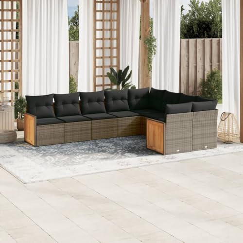 Woonisher 9-TLG. Garten-Sofagarnitur mit Kissen Grau Poly Rattan Rattan gartenmöbel Set Woonisher 9-TLG. Garten-Sofagarnitur mit Kissen Grau Poly Rattan Rattan gartenmöbel Set von Woonisher