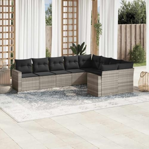 Woonisher 9-TLG. Garten-Sofagarnitur mit Kissen Hellgrau Poly Rattan Rattan gartenmöbel Set Woonisher 9-TLG. Garten-Sofagarnitur mit Kissen Hellgrau Poly Rattan Rattan gartenmöbel Set von Woonisher