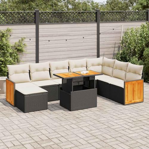 Woonisher 9-TLG. Garten-Sofagarnitur mit Kissen Schwarz Poly Rattan Rattan gartenmöbel Set Woonisher 9-TLG. Garten-Sofagarnitur mit Kissen Schwarz Poly Rattan Rattan gartenmöbel Set von Woonisher