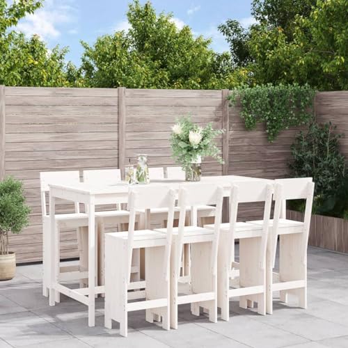 Woonisher 9-TLG. Gartenbar-Set Weiß Massivholz Kiefer Rattan gartenmöbel Set Woonisher 9-TLG. Gartenbar-Set Weiß Massivholz Kiefer Rattan gartenmöbel Set von Woonisher