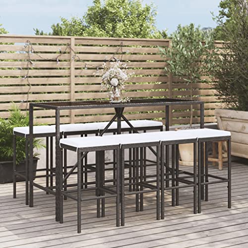 Woonisher 9-TLG. Gartenbar-Set mit Kissen Schwarz Poly Rattan Rattan gartenmöbel Set Woonisher 9-TLG. Gartenbar-Set mit Kissen Schwarz Poly Rattan Rattan gartenmöbel Set von Woonisher