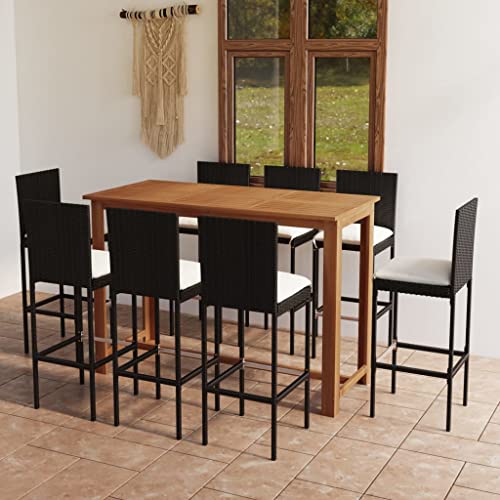 Woonisher 9-TLG. Gartenbar-Set mit Kissen Schwarz Rattan gartenmöbel Set von Woonisher