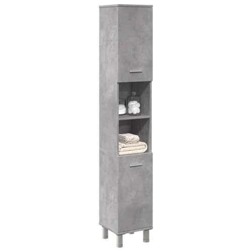 Woonisher Badezimmerschrank Betongrau 30x30x179 cm Holzwerkstoff badmöbel Set mit spiegelschrank von Woonisher