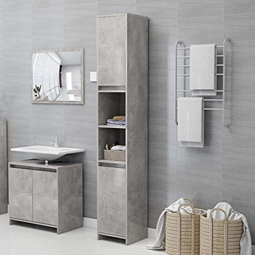 Woonisher Badezimmerschrank Betongrau 30x30x183,5 cm Holzwerkstoff badmöbel Set mit spiegelschrank Woonisher Badezimmerschrank Betongrau 30x30x183,5 cm Holzwerkstoff badmöbel Set mit spiegelschrank von Woonisher
