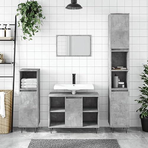 Woonisher Badschrank Betongrau 30x30x100 cm Holzwerkstoff badmöbel Set mit spiegelschrank Woonisher Badschrank Betongrau 30x30x100 cm Holzwerkstoff badmöbel Set mit spiegelschrank von Woonisher