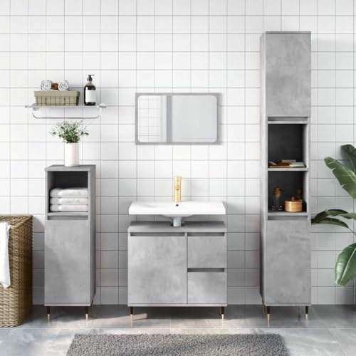 Woonisher Badschrank Betongrau 65x33x60 cm Holzwerkstoff badmöbel Set mit spiegelschrank Woonisher Badschrank Betongrau 65x33x60 cm Holzwerkstoff badmöbel Set mit spiegelschrank von Woonisher