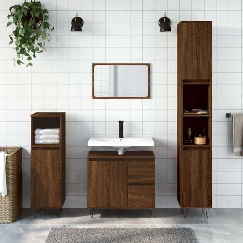 Woonisher Badschrank Braun Eichen-Optik 65x33x60 cm Holzwerkstoff badmöbel Set mit spiegelschrank Woonisher Badschrank Braun Eichen-Optik 65x33x60 cm Holzwerkstoff badmöbel Set mit spiegelschrank von Woonisher