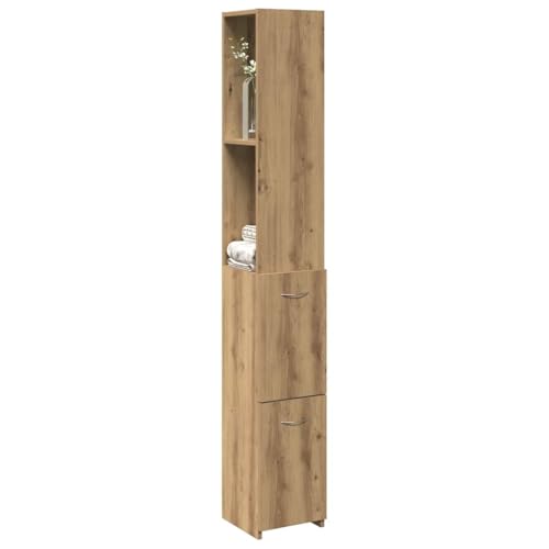 Woonisher Badschrank -Eiche 25x25x170 cm Holzwerkstoff badmöbel Set mit spiegelschrank von Woonisher