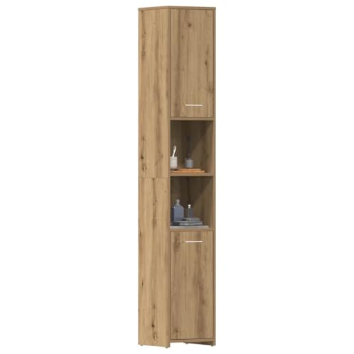Woonisher Badschrank -Eiche 30x30x183,5 cm Holzwerkstoff badmöbel Set mit spiegelschrank von Woonisher