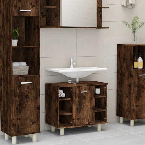 Woonisher Badschrank Räuchereiche 60x32x53,5 cm Holzwerkstoff badmöbel Set mit spiegelschrank Woonisher Badschrank Räuchereiche 60x32x53,5 cm Holzwerkstoff badmöbel Set mit spiegelschrank von Woonisher