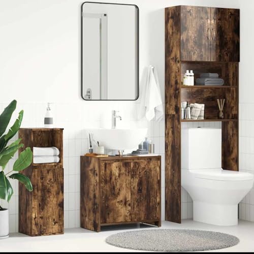 Woonisher Badschrank Räuchereiche 60x33x61 cm Holzwerkstoff badmöbel Set mit spiegelschrank Woonisher Badschrank Räuchereiche 60x33x61 cm Holzwerkstoff badmöbel Set mit spiegelschrank von Woonisher