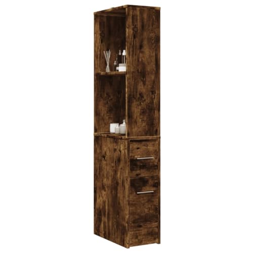 Woonisher Badschrank Schmal mit Rollen Räuchereiche Holzwerkstoff kommoden & sideboards allzweckschrank Woonisher Badschrank Schmal mit Rollen Räuchereiche Holzwerkstoff kommoden & sideboards allzweckschrank von Woonisher