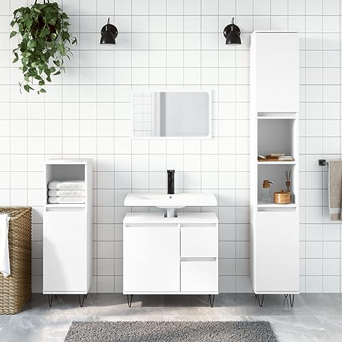 Woonisher Badschrank Weiß 30x30x190 cm Holzwerkstoff badmöbel Set mit spiegelschrank Woonisher Badschrank Weiß 30x30x190 cm Holzwerkstoff badmöbel Set mit spiegelschrank von Woonisher