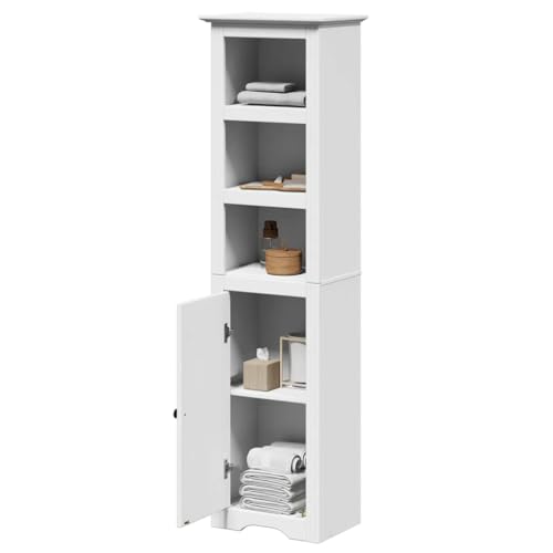 Woonisher Badschrank Weiß 44x30x160 cm badmöbel Set mit spiegelschrank von Woonisher