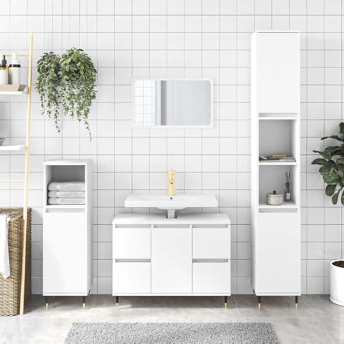 Woonisher Badschrank Weiß 80x33x60 cm Holzwerkstoff badmöbel Set mit spiegelschrank Woonisher Badschrank Weiß 80x33x60 cm Holzwerkstoff badmöbel Set mit spiegelschrank von Woonisher