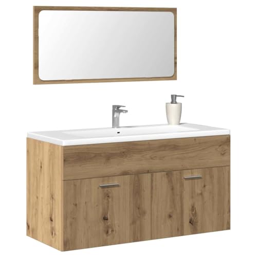 Woonisher Badschrank mit Spiegel -Eiche Holzwerkstoff badmöbel Set mit spiegelschrank Woonisher Badschrank mit Spiegel -Eiche Holzwerkstoff badmöbel Set mit spiegelschrank von Woonisher