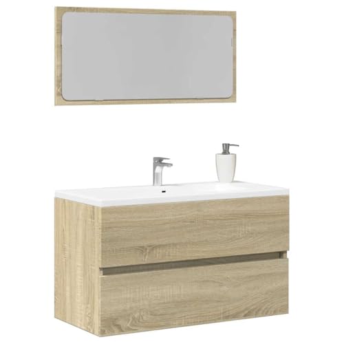 Woonisher Badschrank mit Spiegel Sonoma-Eiche 80x38,5x45 cm badmöbel Set mit spiegelschrank Woonisher Badschrank mit Spiegel Sonoma-Eiche 80x38,5x45 cm badmöbel Set mit spiegelschrank von Woonisher