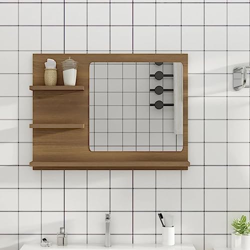 Woonisher Badspiegel Braun Eiche-Optik 60x10,5x45 cm Holzwerkstoff von Woonisher