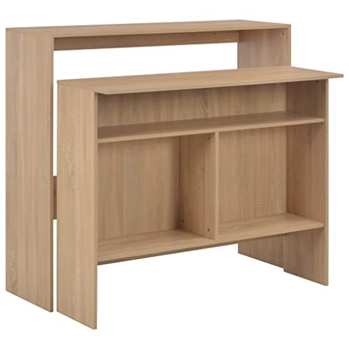Woonisher Bartisch mit 2 Tischplatten Eichenoptik 130x40x120 cm von Woonisher