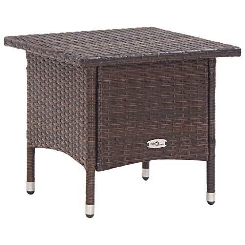 Woonisher Beistelltisch Braun 50x50x47 cm Poly Rattan von Woonisher