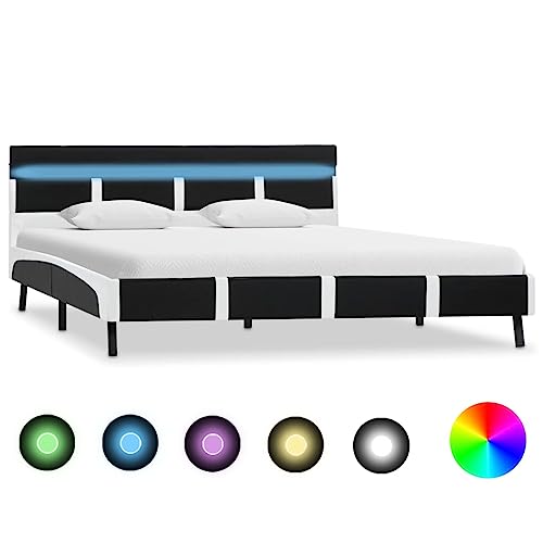 Woonisher Bett Mit LED Beleuchtung Ohne Matratze Schwarz 120x200 cm, Mit Fernbedienung Für Helligkeit Und Farben, Aus Robustem MDF, Ohne Matratze von Woonisher