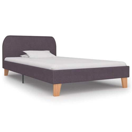 Woonisher Bettgestell Ohne Matratze Taupe Stoff 90x190 cm, Stabiler Bettrahmen Mit Holzbeinen, Aus Holz Und Eisen, Einfach Montierbar, Für Moderne Schlafzimmer von Woonisher