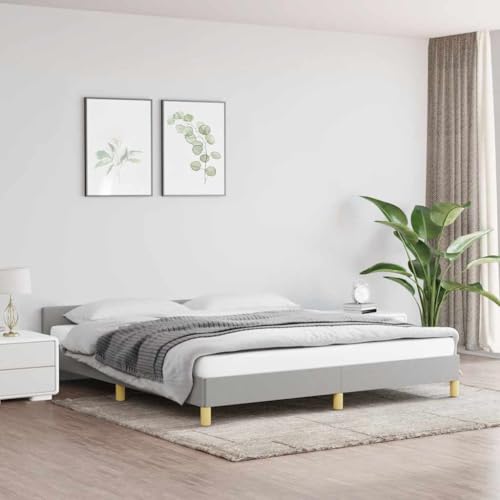 Woonisher Bettgestell ohne Matratze Hellgrau 160x200 cm Stoff von Woonisher