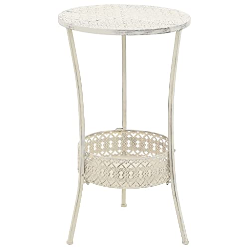 Woonisher Bistrotisch Vintage-Stil Rund Metall 40 x 70 cm Weiß von Woonisher