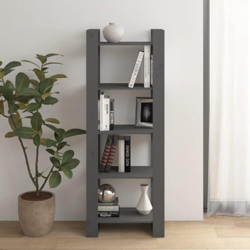 Woonisher Bücherregal/Raumteiler Grau 60x35x160 cm Massivholz bücherregal Holz von Woonisher