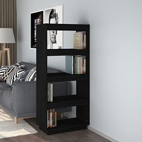Woonisher Bücherregal/Raumteiler Schwarz 60x35x135 cm Massivholz Kiefer bücherregal Holz von Woonisher