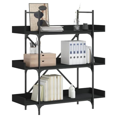 Woonisher Bücherregal 3 Böden Schwarz 100x33x108,5 cm Holzwerkstoff bücherregal Holz von Woonisher