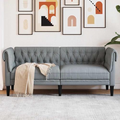 Woonisher Chesterfield-Sofa 2-Sitzer Hellgrau Stoff von Woonisher