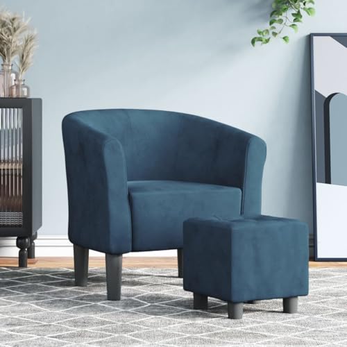 Woonisher Clubsessel mit Fußhocker Dunkelblau Samtwohnzimmersessel Sessel relaxsessel stillsessel von Woonisher